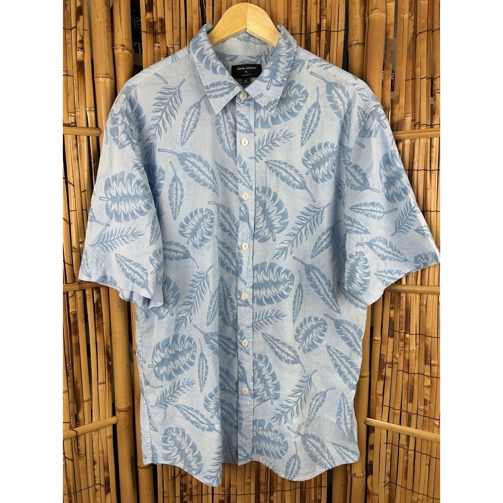 Ocean Current Hawaiian Shirt Short Sleeve Button‎ Down Blue Size XL